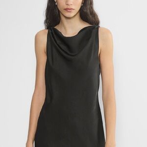 ARITZIA WILFRED Goddess Black Satin MINI Dress Sz M